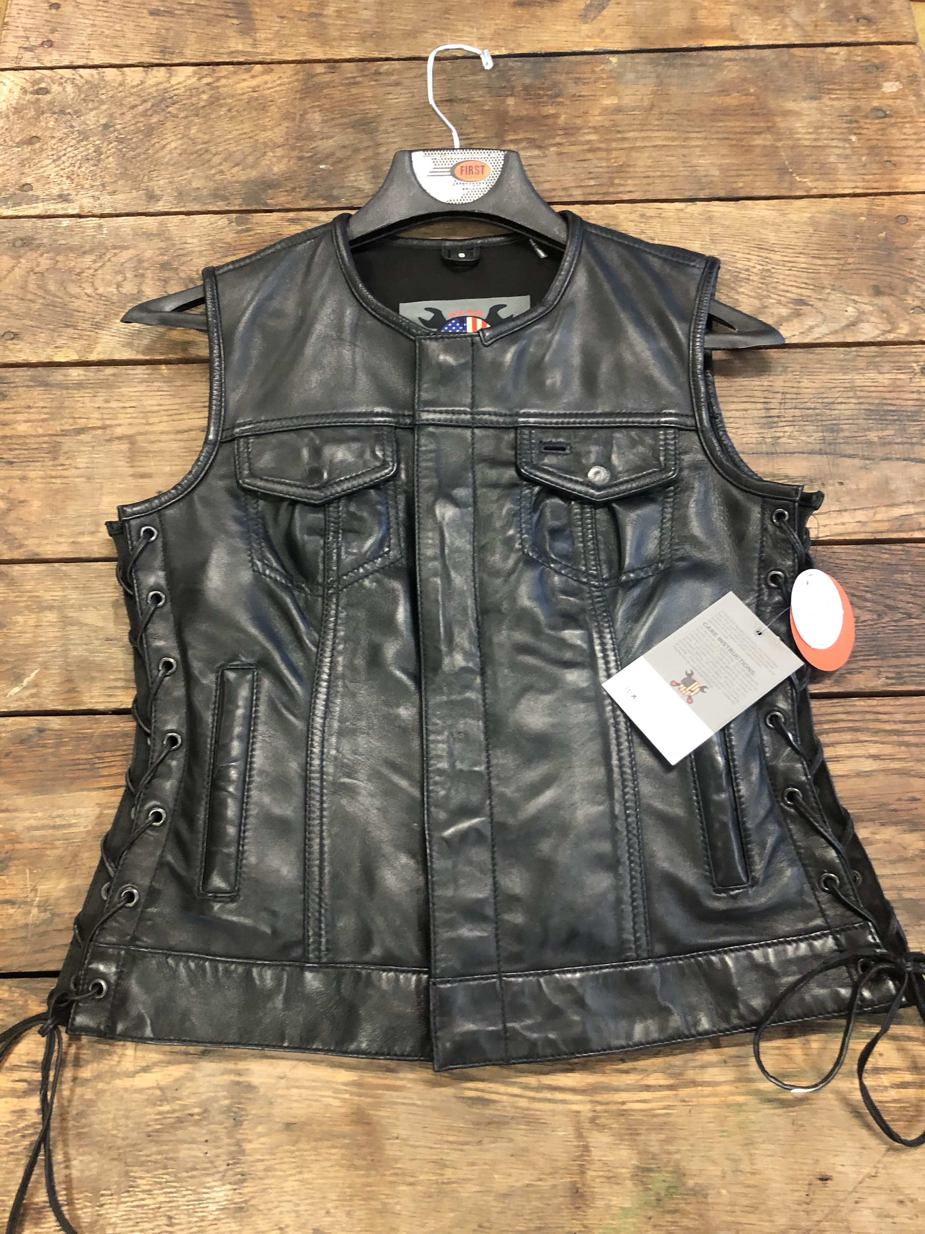 ladies leather vest